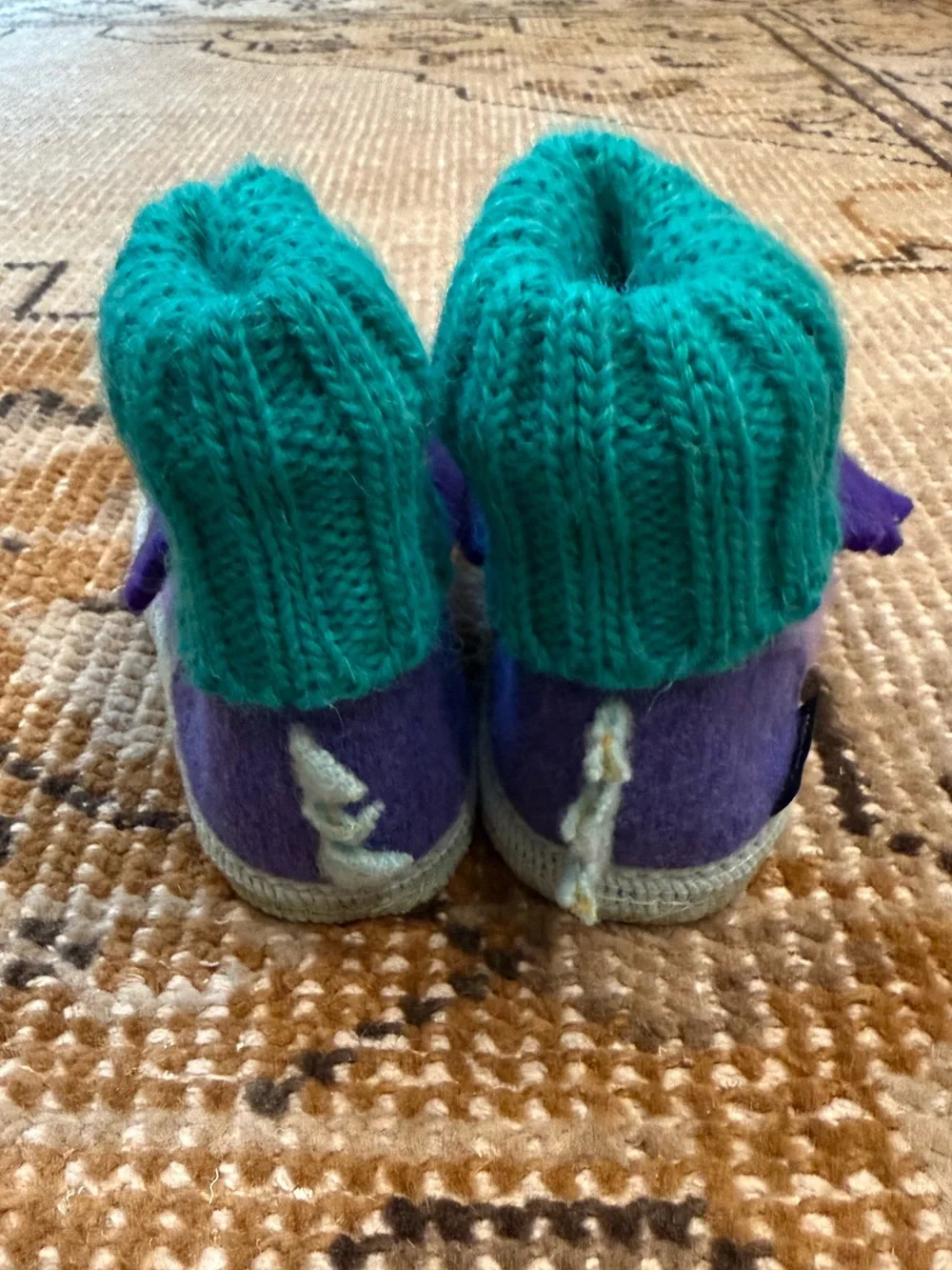 Purple Dragon Baby Booties with Teal Cuffs